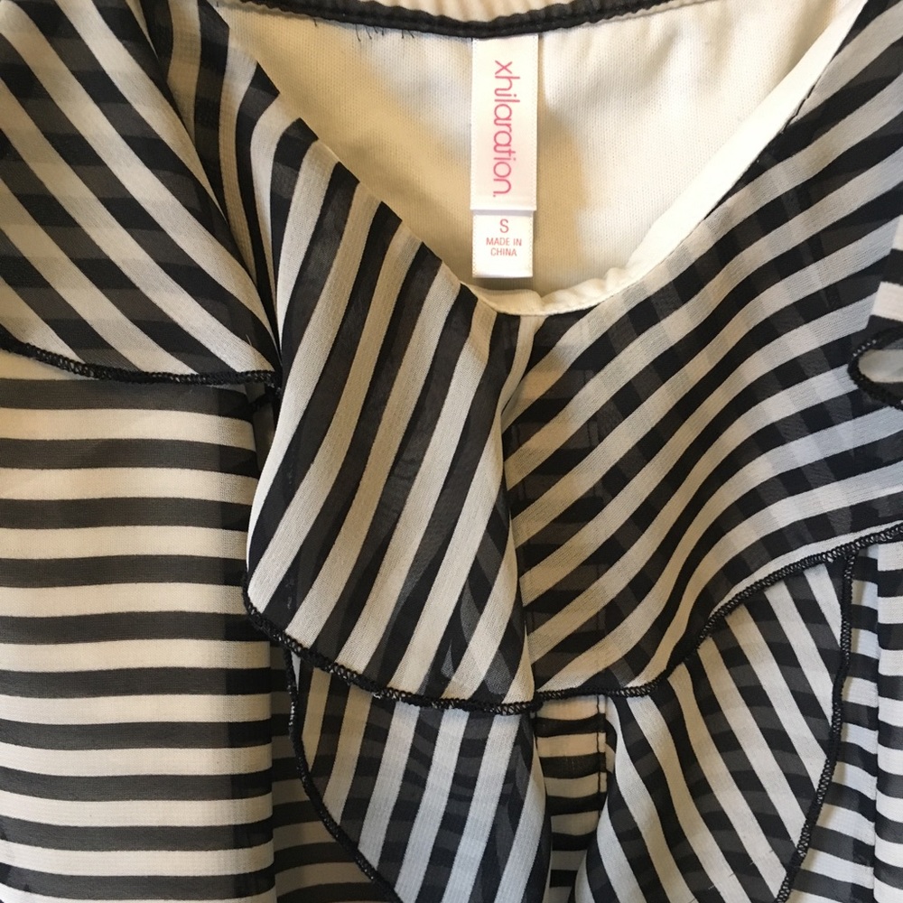 Striped Ruffle Spaghetti Strap Top - Picture 2 of 5